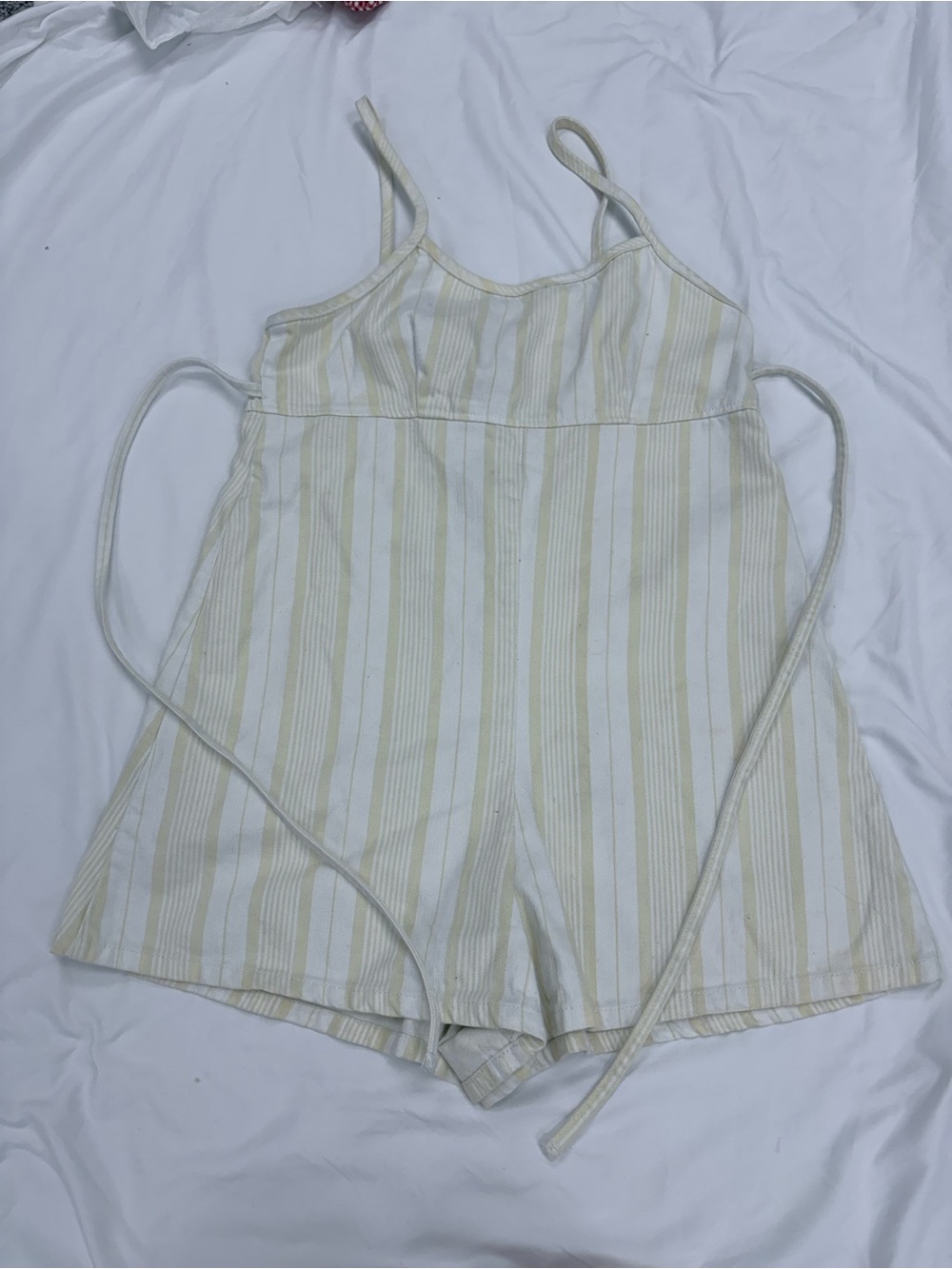 BDG Cream and White Striped Sleeveless Romper
